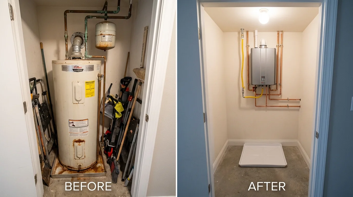 Tank water heater versus wall-mounted tankless unit comparison for Astoria, NY homeowners